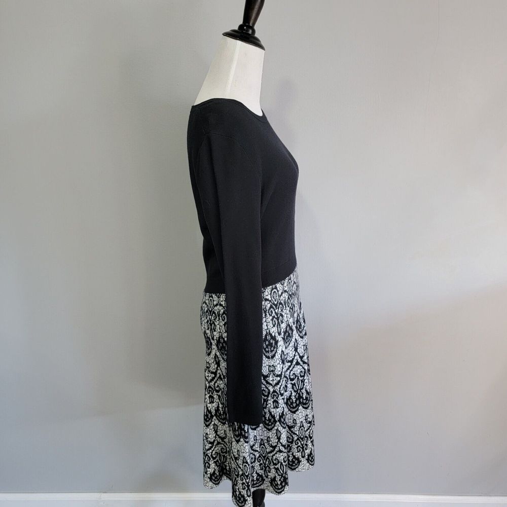 Cynthia Rowley Womens Black White Printed Sweater Dress Size Medium - Picture 3 of 8